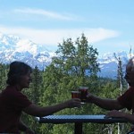 Our party toasted our Alaskan vacation with Denali as a backdrop