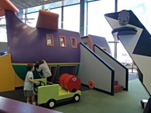 The Children's Museum area of O'Hare's Terminal 2 has models of familiar airport items