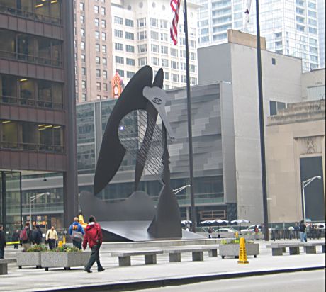 The Picasso sits on Daley Plaza as a Chicago ID