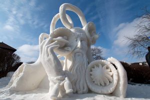 Wisconsin 1 by Milwaukee team of Dave Andrews, Gina Dilbirti and Zach Ruezter won the National Snow Sculpting Competition in Lake Geneva, 2016. Visit Lake Geneva photo