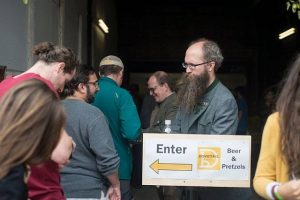 Dovetail owners Hagen Dost and Bill Wesselink welcome visitors to their brewery. 