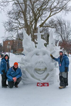 Wisconsin Team 2 of Sculptora Borealis won the National Snow Sculpting Championship in 2021 with “Inoculation”