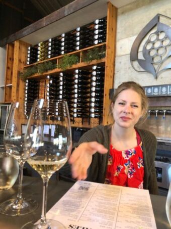Bree does the wine-pours at Magalas, a new winery in Fennville , MI